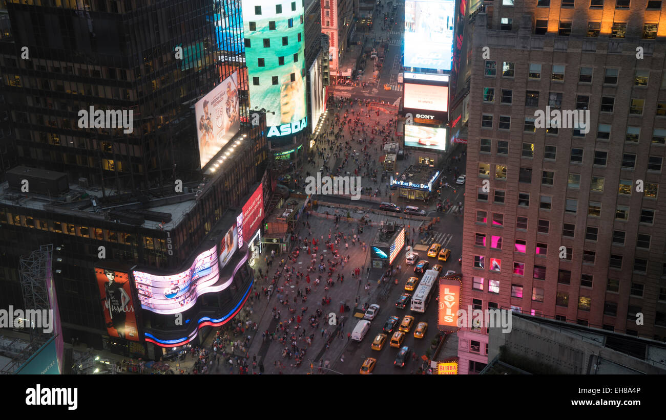 High angle view of Times Square at dusk, Theatre District, Midtown, Manhattan, New York City, New York, USA Stock Photo