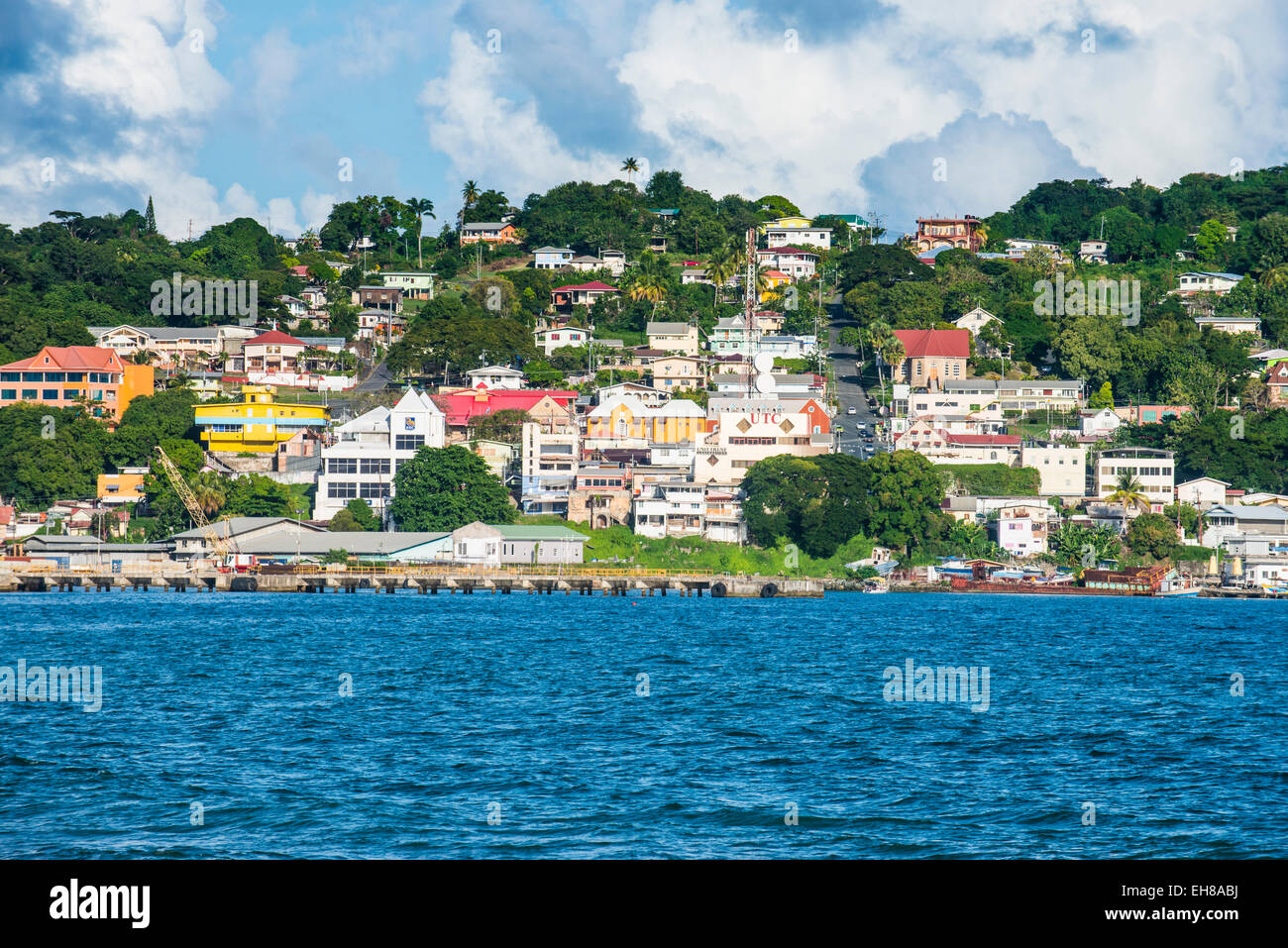 The town of Scarborough, Tobago, Trinidad and Tobago, West Indies, Caribbean, Central America Stock Photo