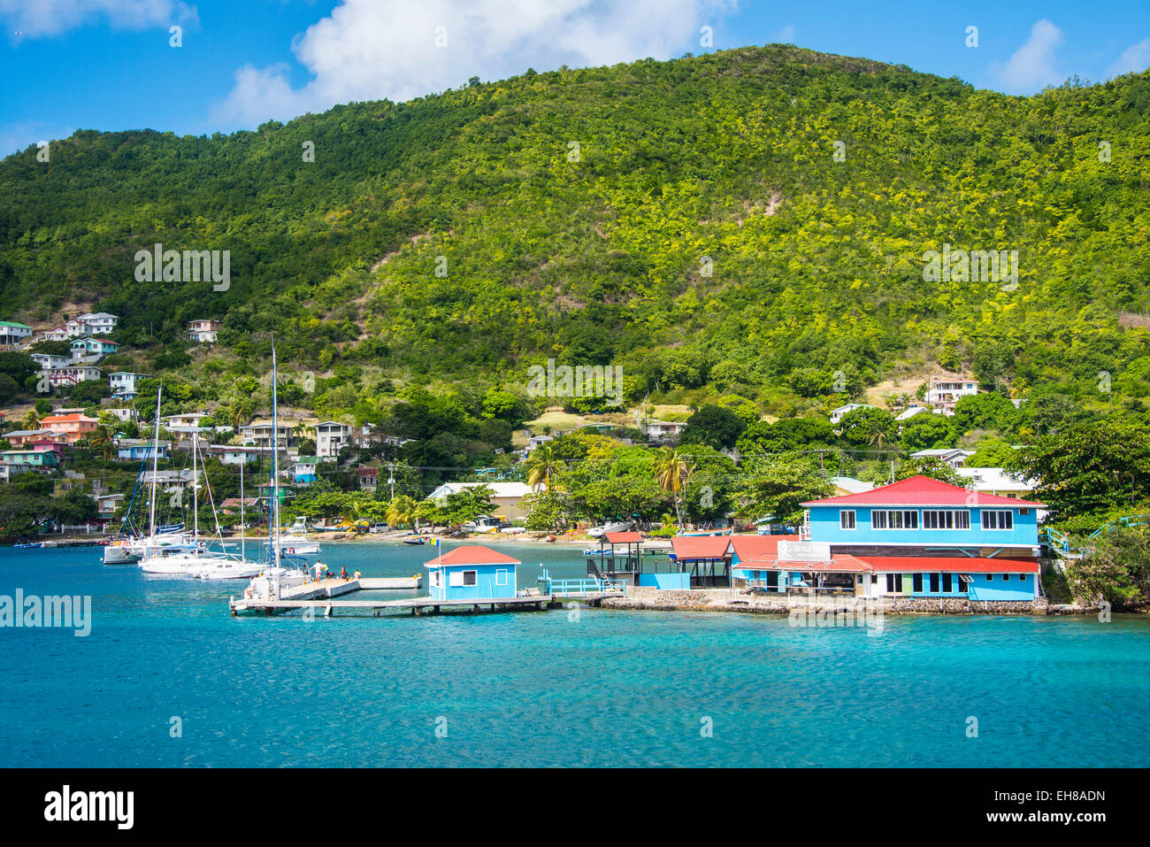 The harbour of Port Elizabeth, Admiralty Bay, Bequia, The Grenadines, Windward Islands, West Indies, Caribbean Stock Photo