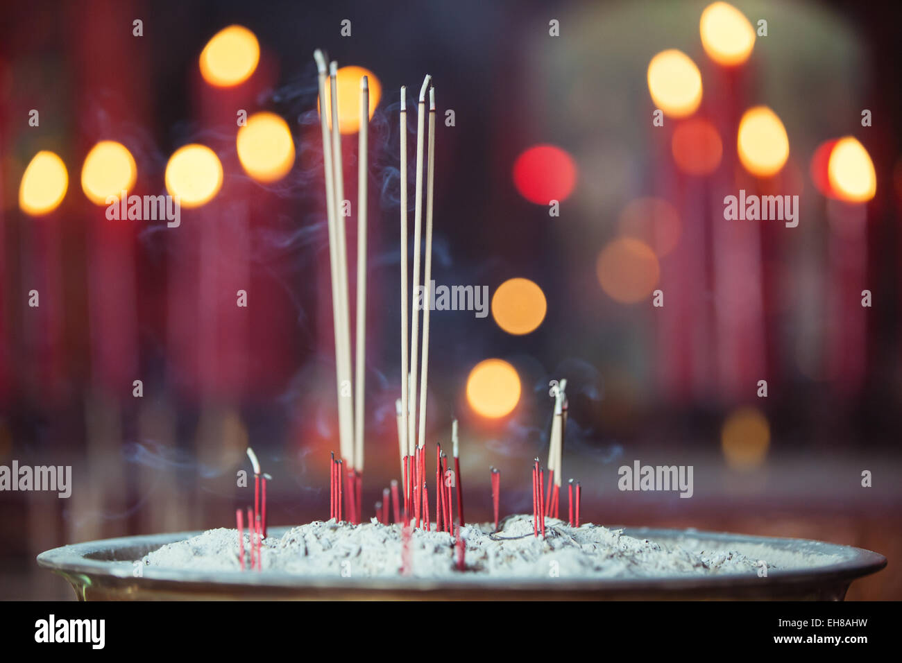 Burning incense in Chinese temple, Melaka, Malaysia Stock Photo Alamy