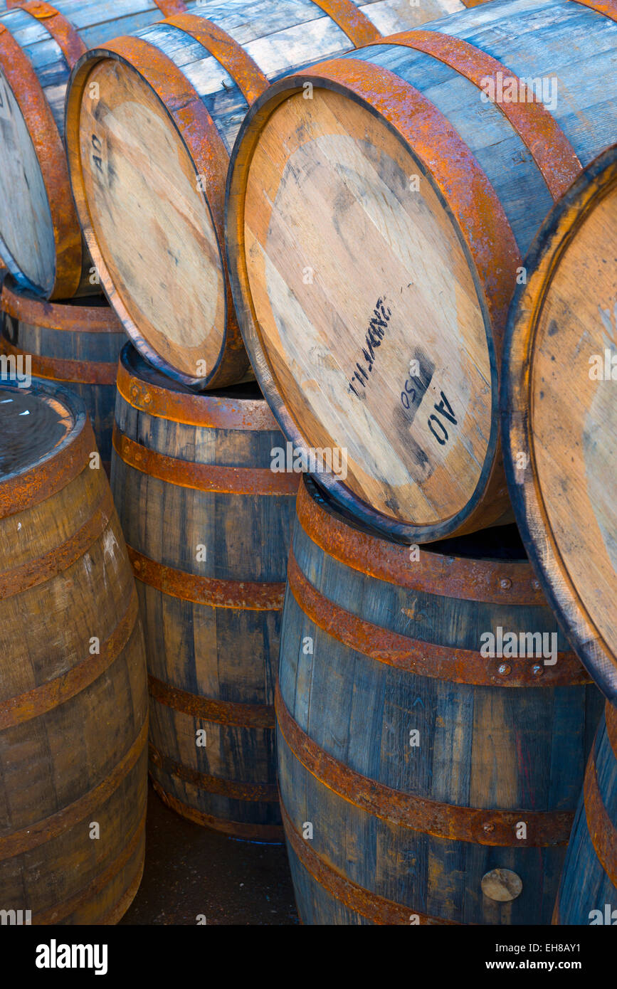 Casks (barrels), Port Askaig, Islay, Argyll and Bute, Scotland, United Kingdom, Europe Stock Photo