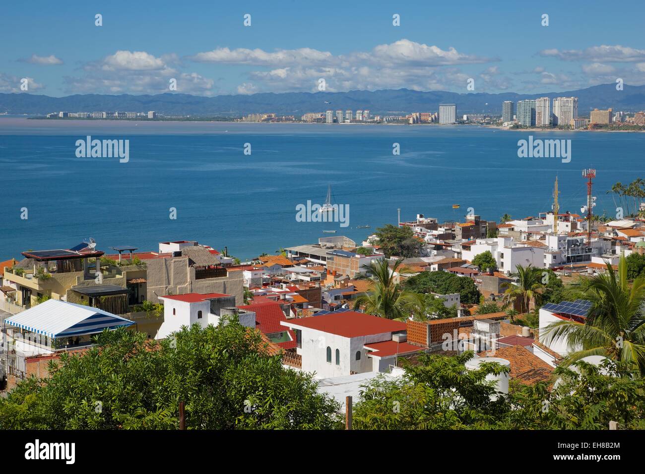 View of Downtown, Puerto Vallarta, Jalisco, Mexico, North America Stock Photo
