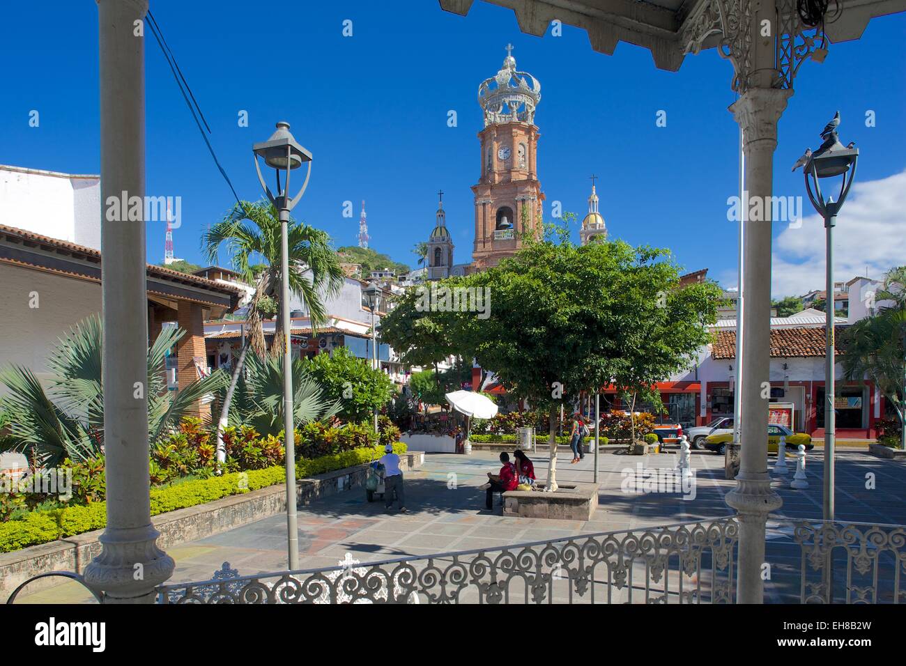 View of Parroquia de Guadalupe (Church of Our Lady of Guadalupe) in Downtown, Puerto Vallarta, Jalisco, Mexico, North America Stock Photo