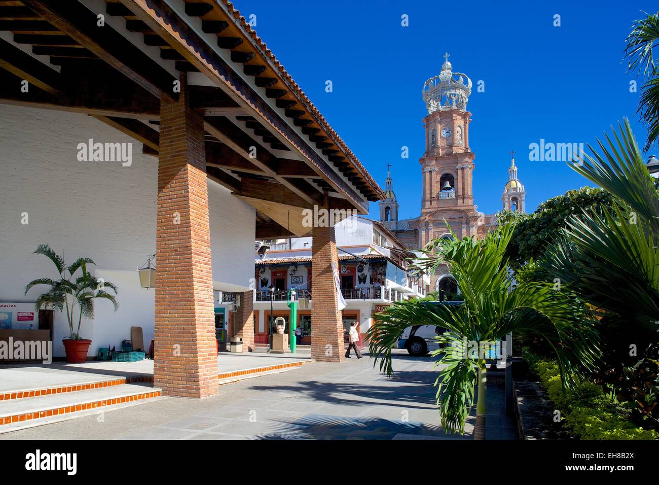 View of Parroquia de Guadalupe (Church of Our Lady of Guadalupe) in Downtown, Puerto Vallarta, Jalisco, Mexico, North America Stock Photo