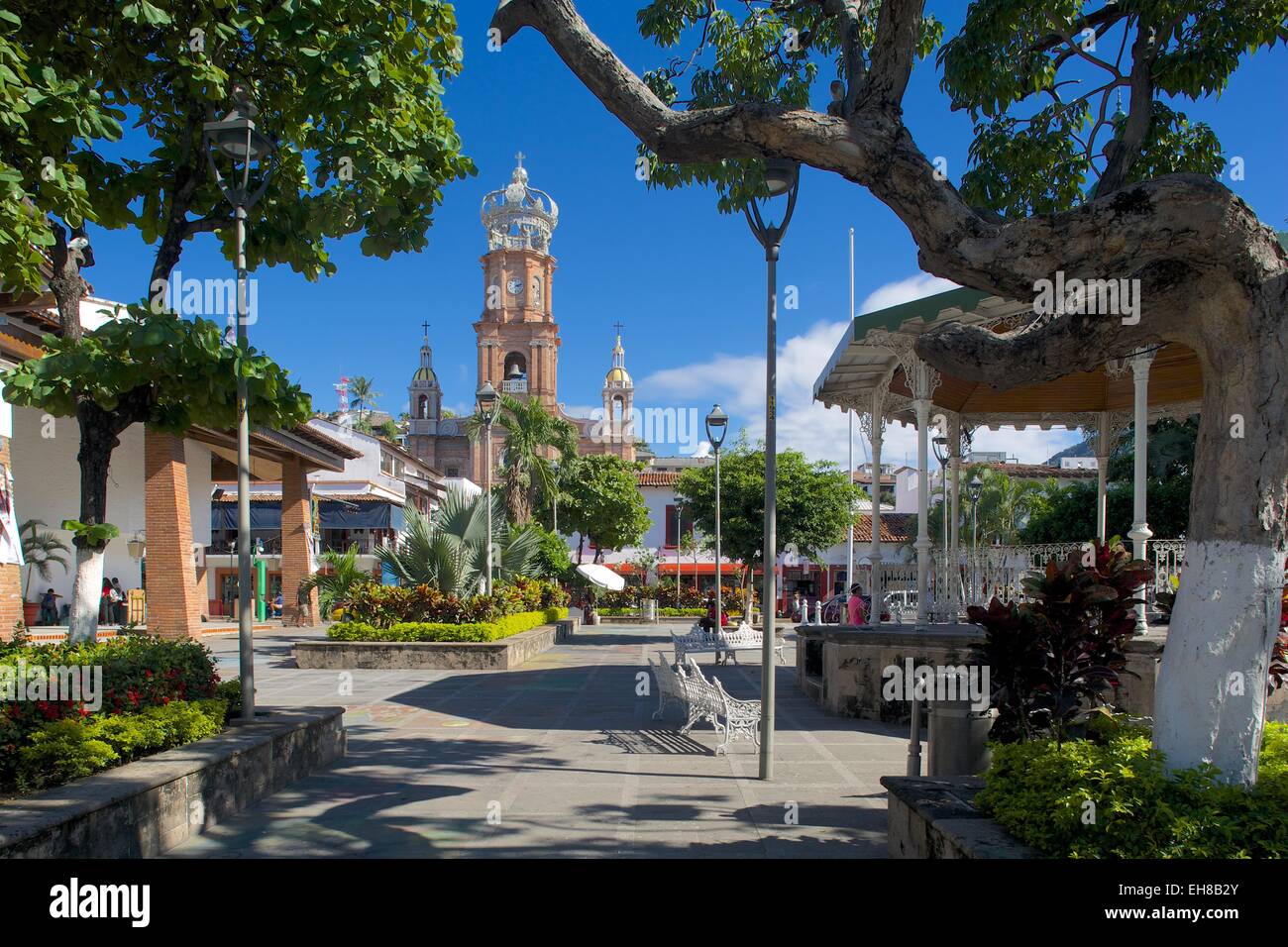 View of Parroquia de Guadalupe (Church of Our Lady of Guadalupe) in Downtown, Puerto Vallarta, Jalisco, Mexico, North America Stock Photo