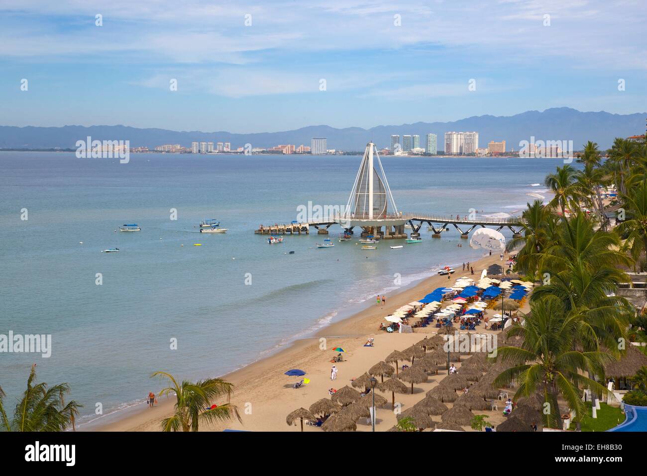 View of beach in Downtown, Puerto Vallarta, Jalisco, Mexico, North America Stock Photo