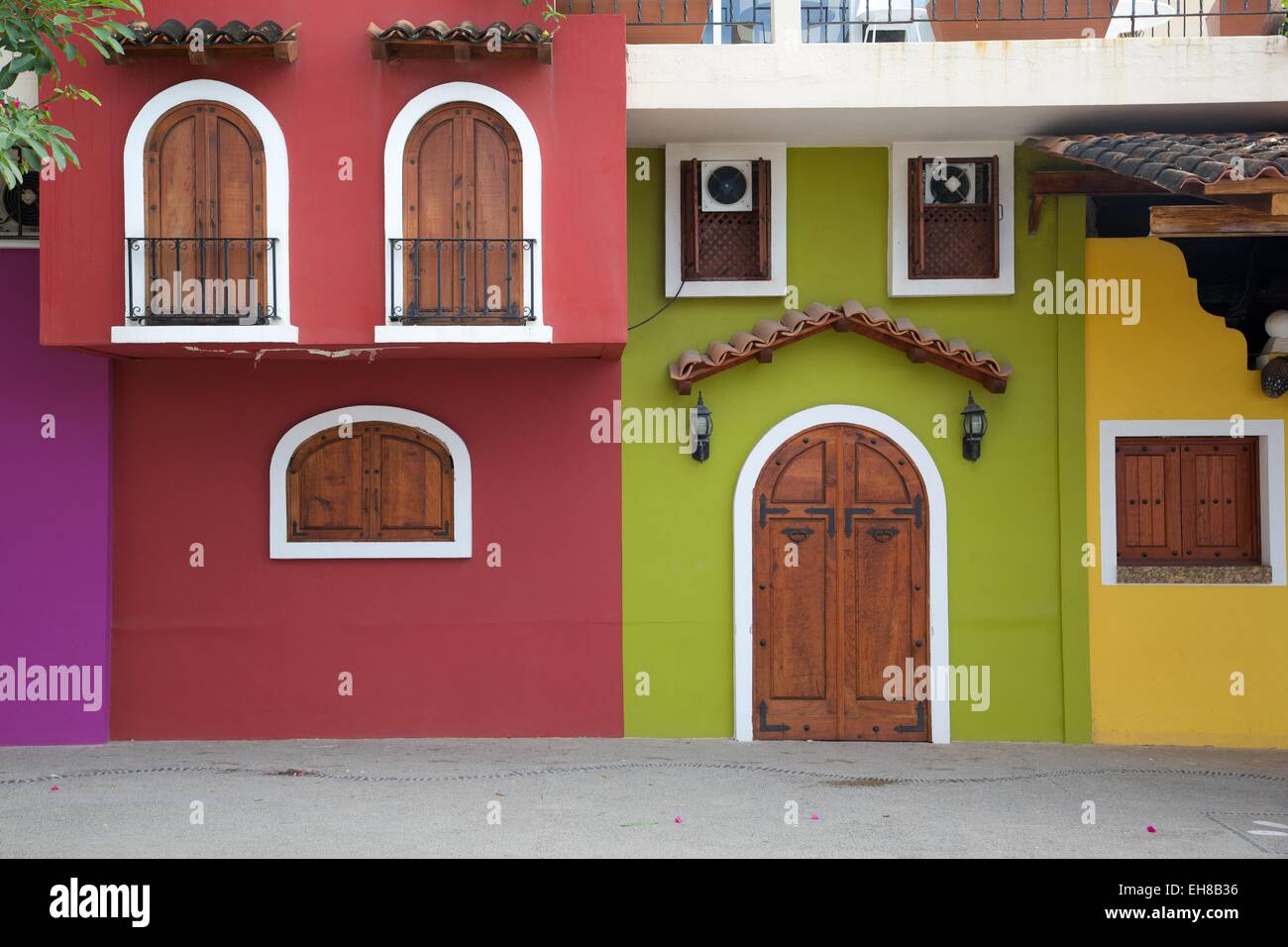 Colourful houses, Downtown, Puerto Vallarta, Jalisco, Mexico, North America Stock Photo