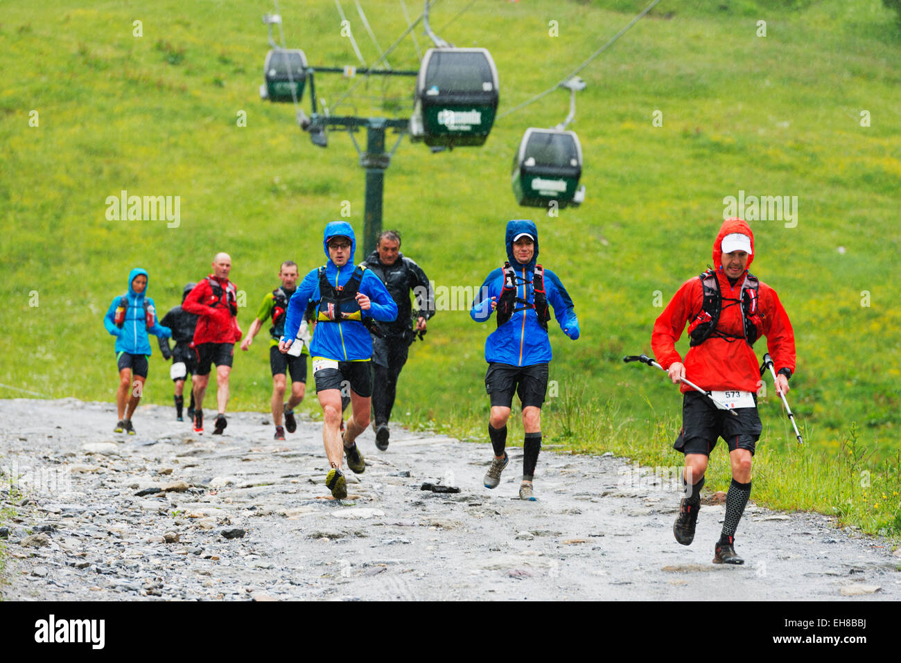 Europe, France, Haute Savoie, Rhone Alps, Chamonix Valley, Chamonix Marathon 2014 Stock Photo