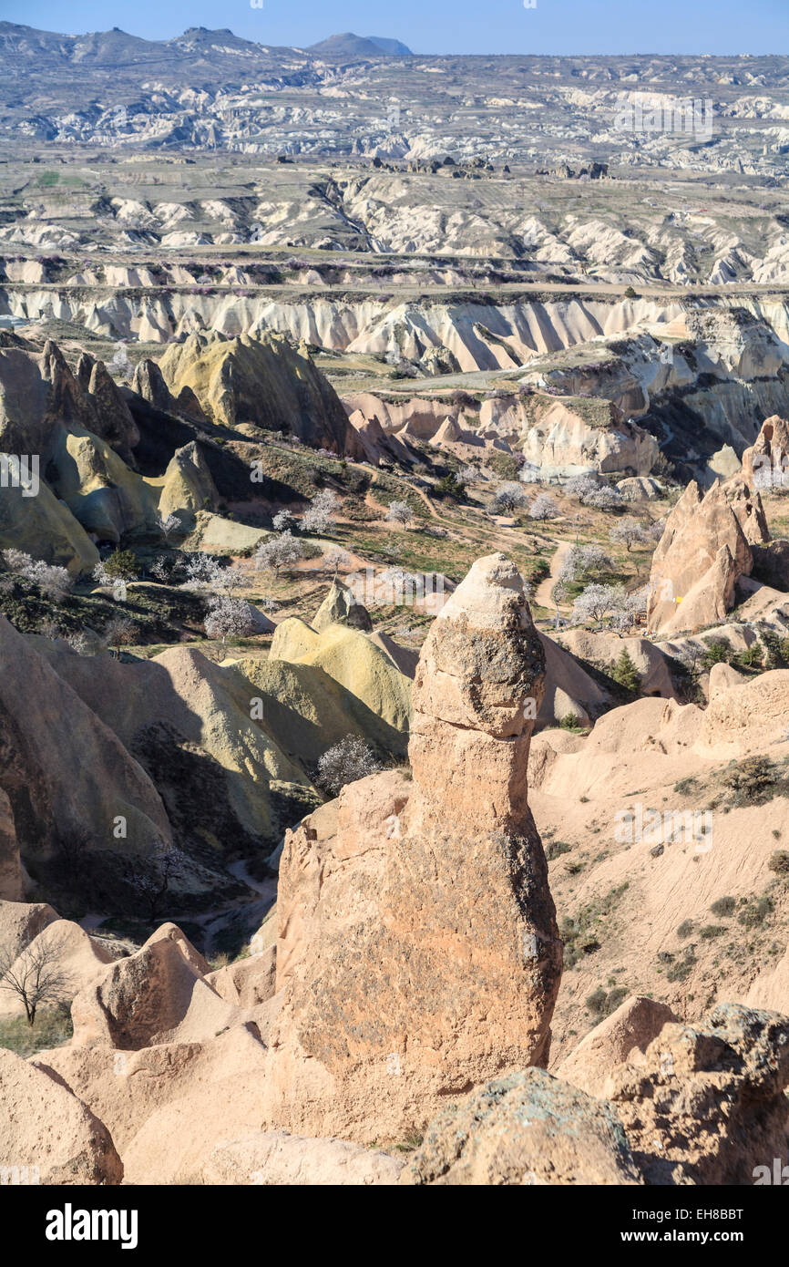 Fairy chimney rock formation and unusual arid, rocky landscape near ...