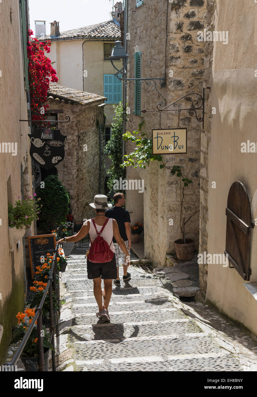 Tourists in Saint-Paul-de-Vence, Provence, Alpes-Maritimes, France, Europe Stock Photo