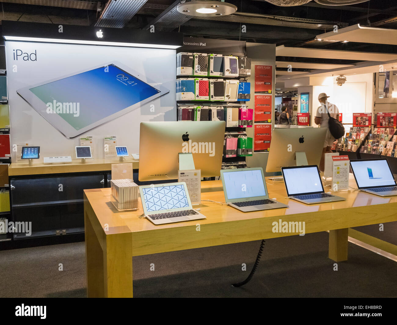 Apple products on display in a department store Stock Photo