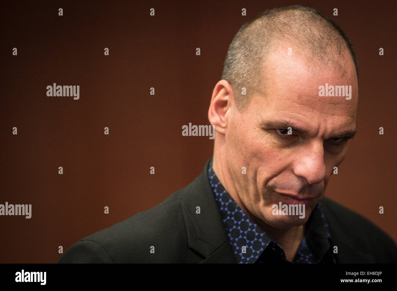 Brussels, Bxl, Belgium. 9th Mar, 2015. Greek Finance Minister Yanis Varoufakis prior to the finance ministers of the single currency EURO zone meeting at EU headquarters in Brussels, Belgium on 09.03.2015 by Wiktor Dabkowski © Wiktor Dabkowski/ZUMA Wire/Alamy Live News Stock Photo