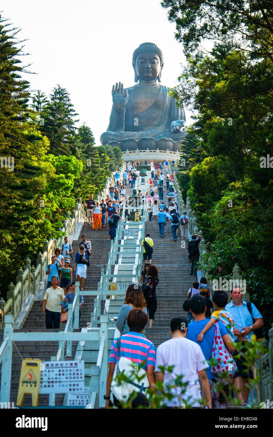 260 steps to the Tian Tan Buddha, the largest bronze, seated, outdoor Buddha. Lantau Island, Hong Kong Stock Photo