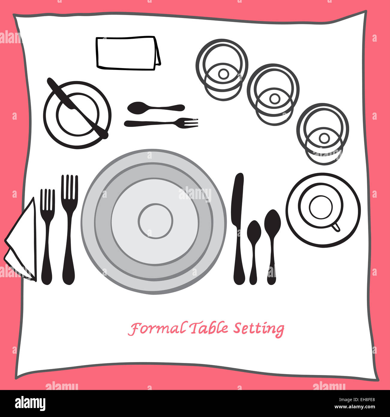 Dining table setting proper arrangement of cartooned cutlery Stock ... Dining table setting proper arrangement of cartooned cutlery Stock ...