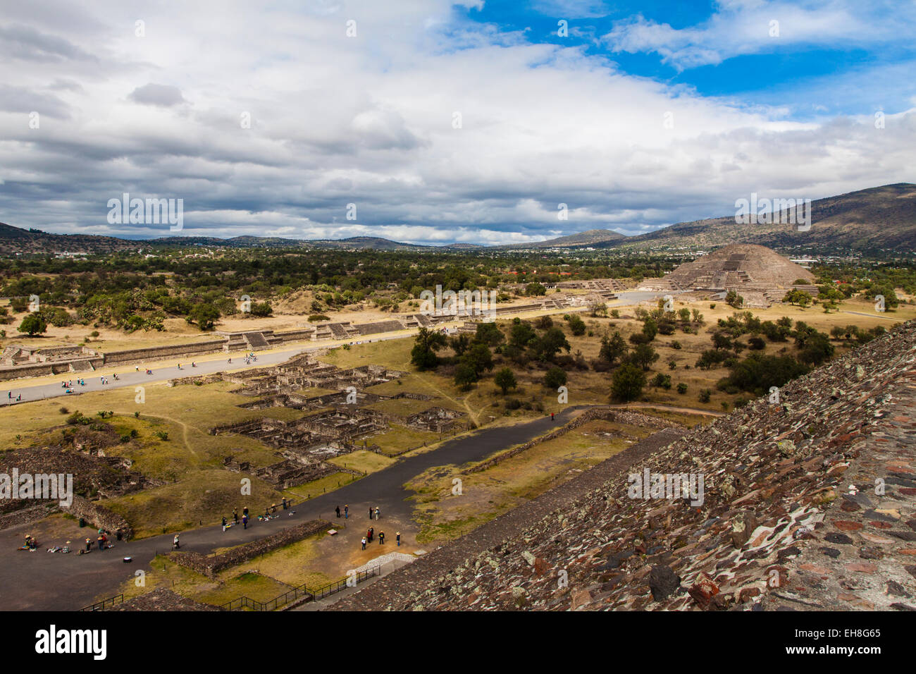 Pyramids of the Sun and the Moon at Teotihuacán, Mexico Stock Photo