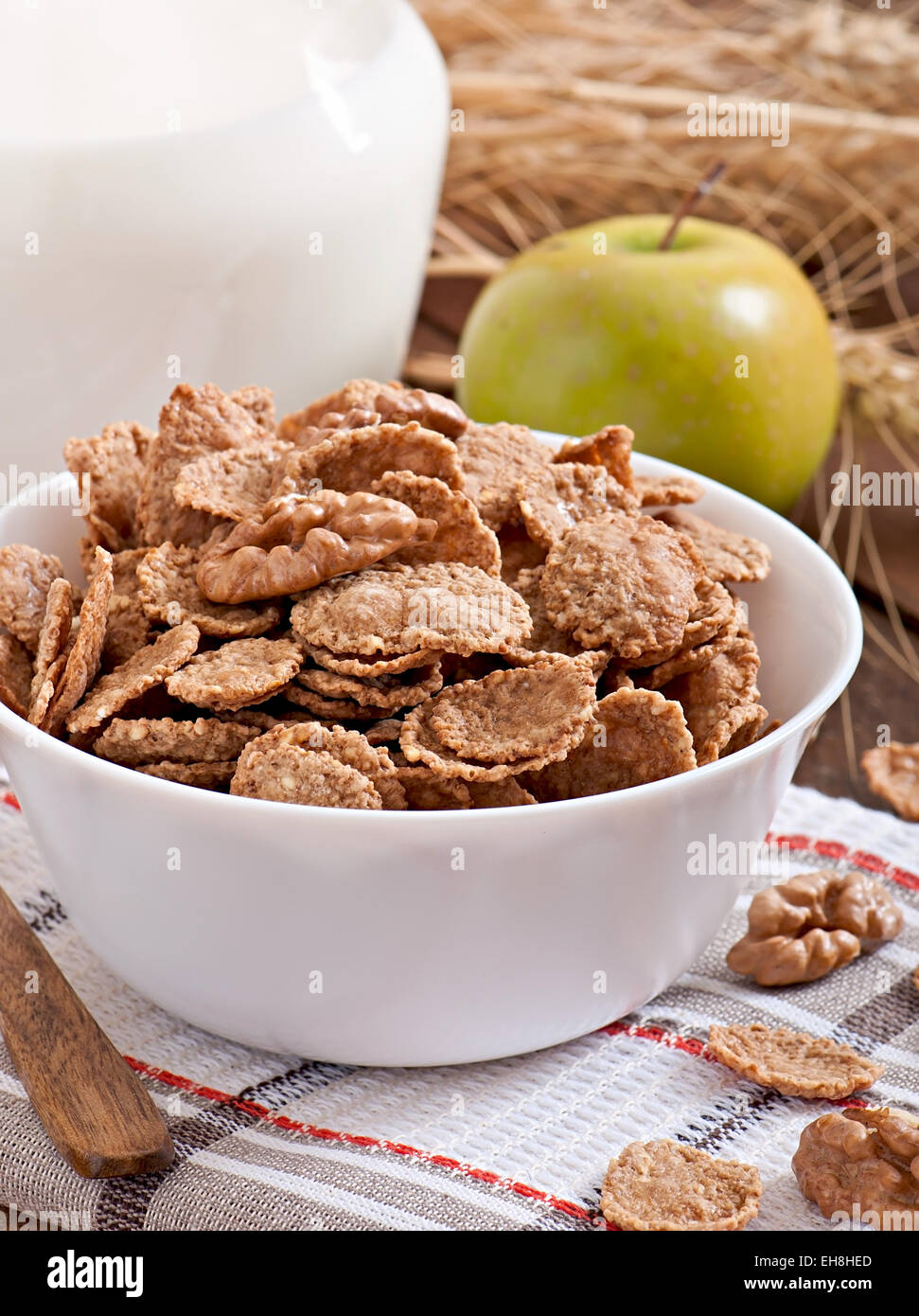 Healthy breakfast whole grain muesli in a white bowl Stock Photo Alamy