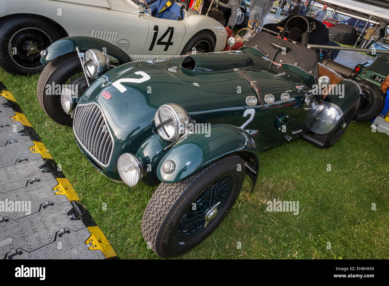 1951 Allard J2 in the paddock at the 2014 Goodwood Revival, Sussex, UK. Fordwater Trophy entrant. Stock Photo