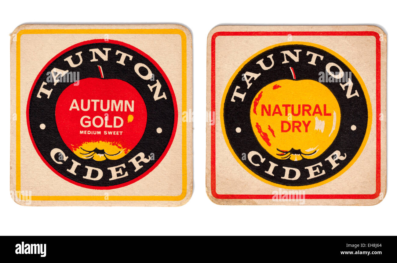Vintage Beermat Advertising Autumn Gold Taunton Cider (front and back view) Stock Photo