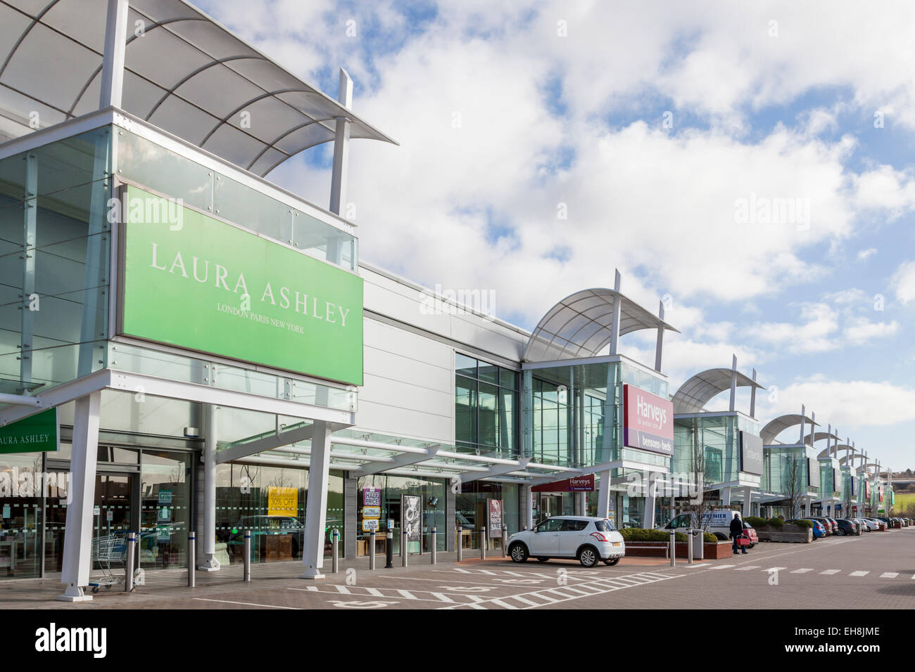A row of shops. Laura Ashley and other stores, Giltbrook Retail Park