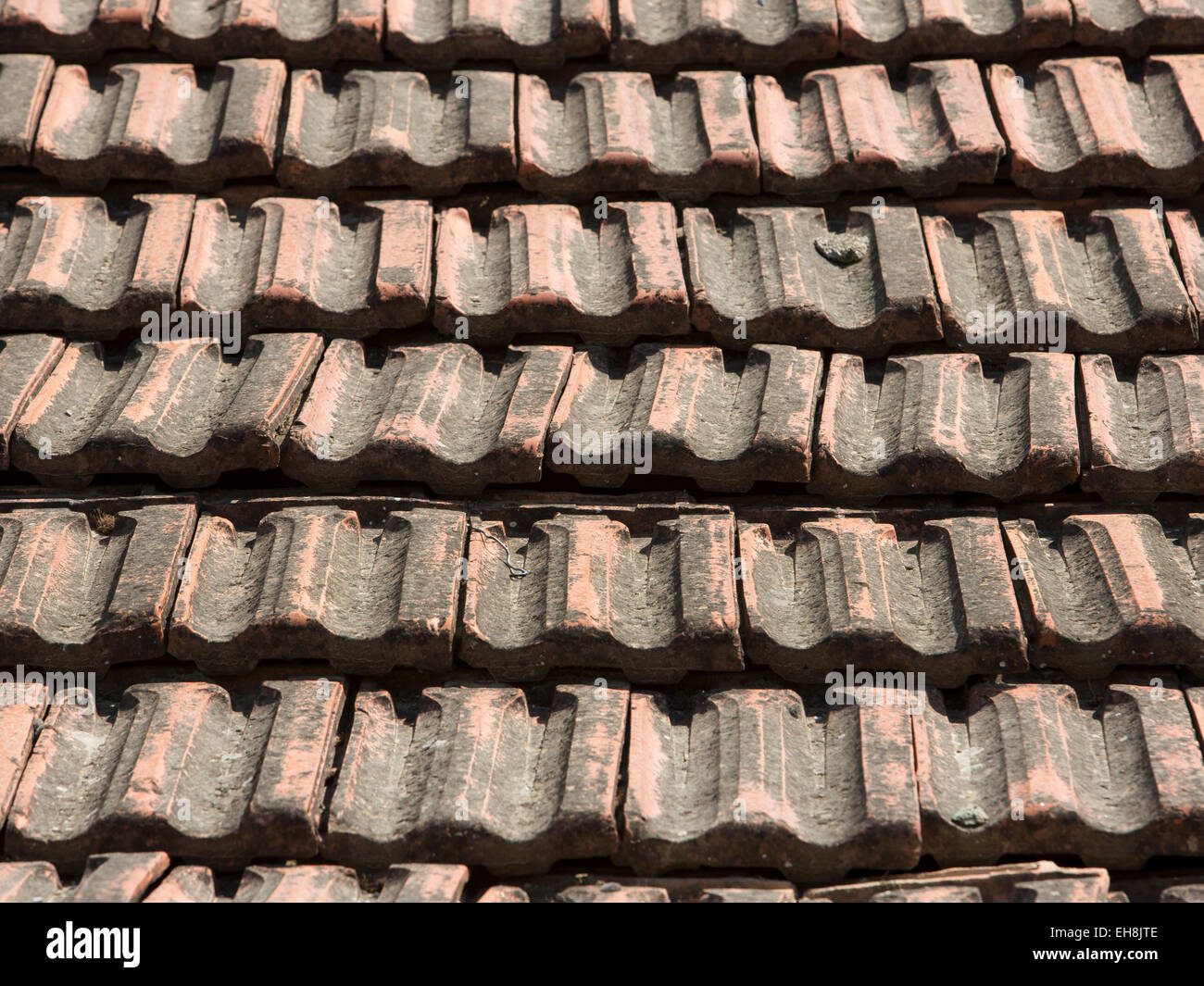 Sirince, Turkey village old tile roof shingles Stock Photo