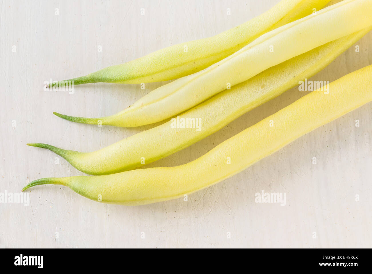 Freshly picked yellow beans from the home garden. Stock Photo
