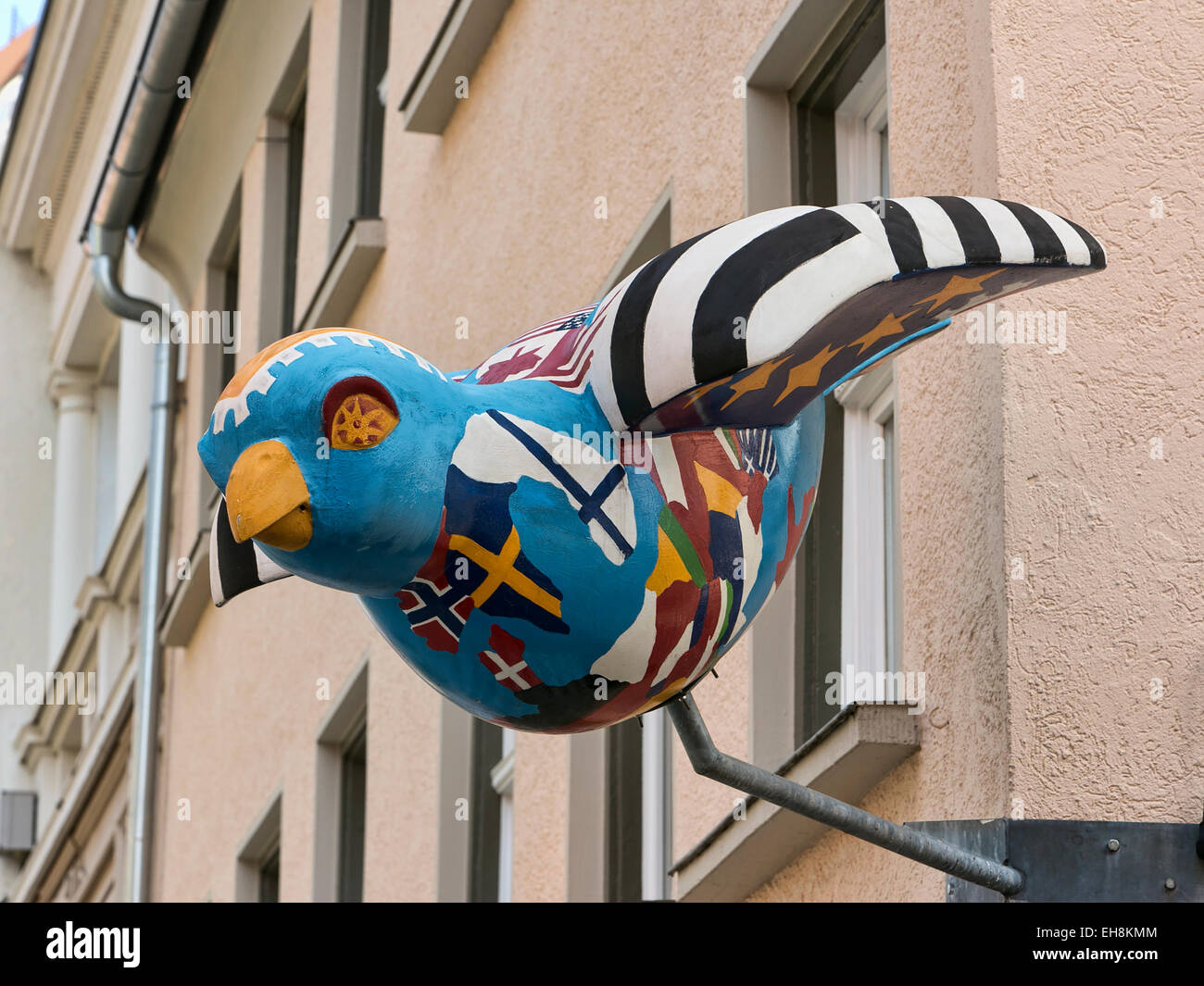 Ulm, Germany painted sparrow European bird on business Stock Photo