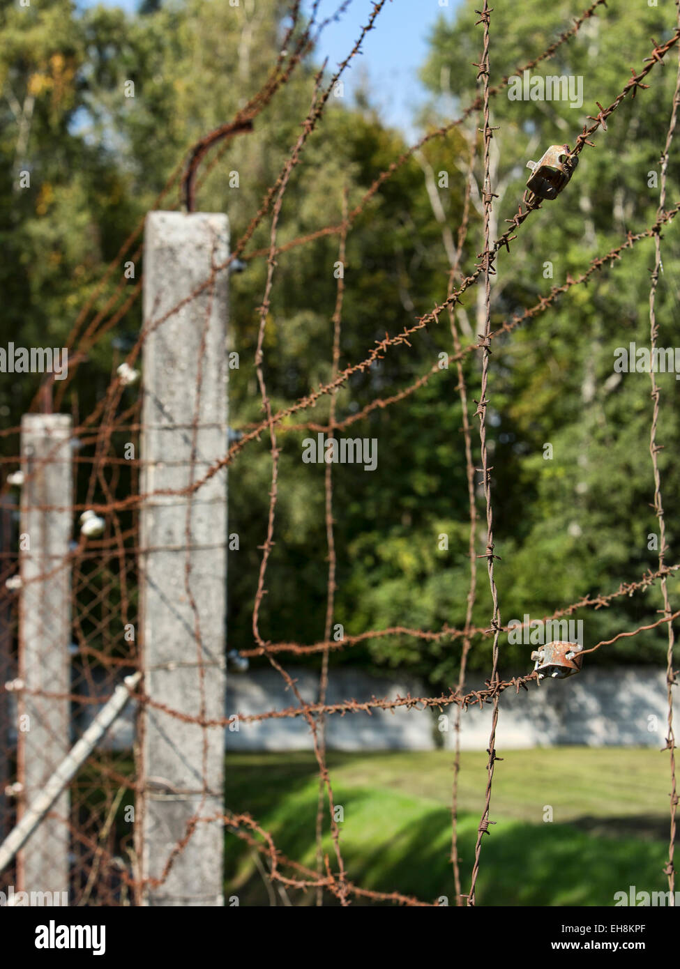 Dachau Concentration Camp, Germany security fence Stock Photo