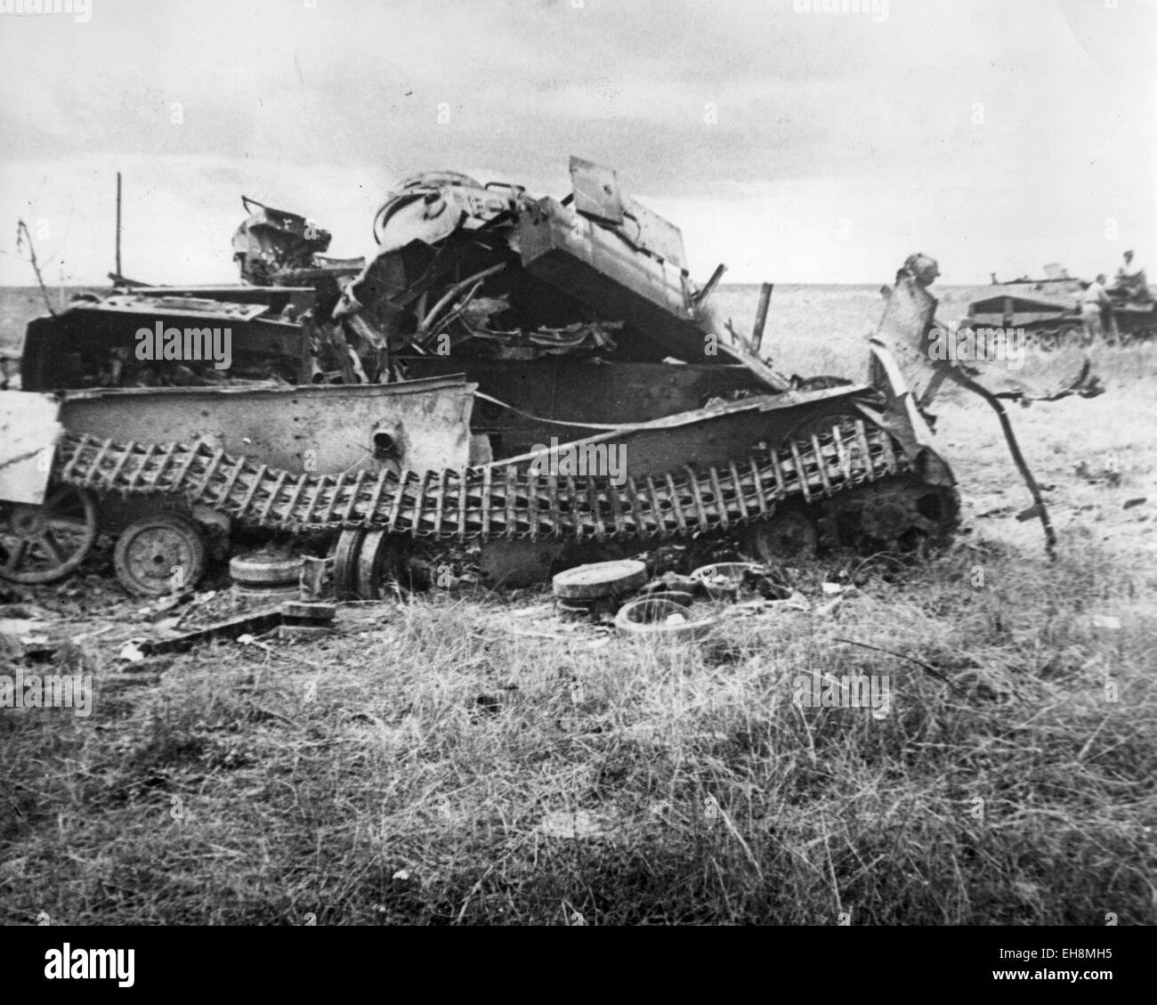 BATTLE OF OREL July 1943. German tank destroyed by Soviet artillery Stock Photo