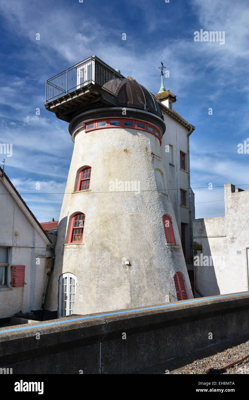 Aldeburgh, Suffolk, UK. Fort Green Mill, a windmill converted into a house in 1902 Stock Photo