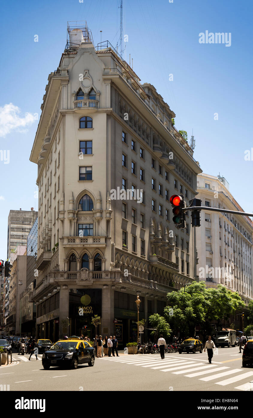 Argentina, Buenos Aires, Avenida Pres Roque Saenz Pena, Banco Comalfi building Stock Photo