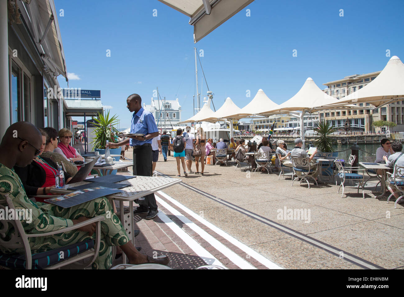 Tourists eating and drinking on the V&A Waterfront Cape Town South Africa Stock Photo Alamy
