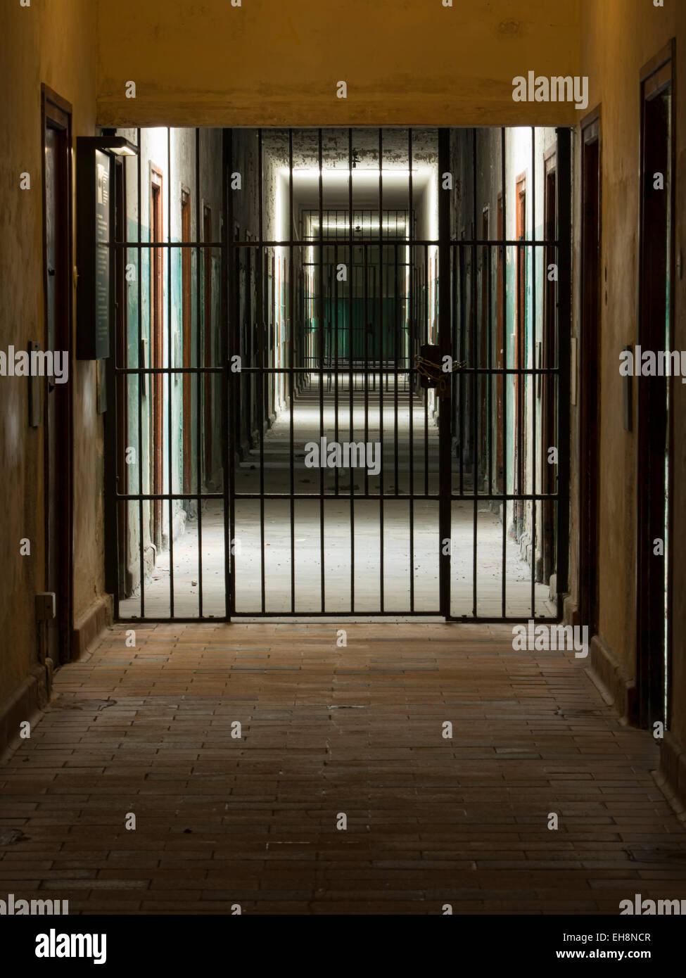 Munich Germany Dachau Concentration Camp bars jail cell Stock Photo