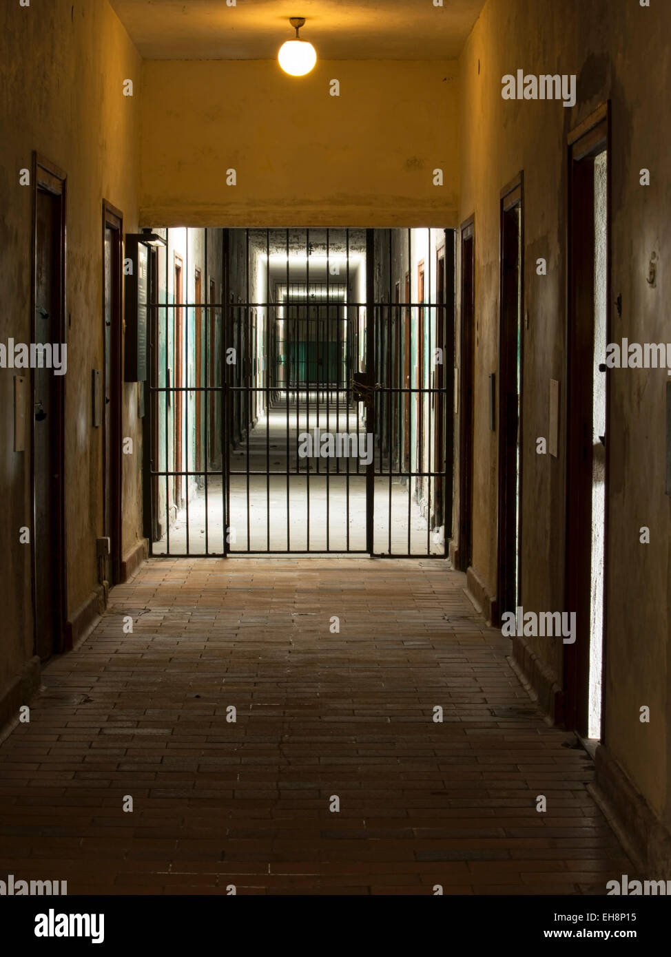 Munich Germany Dachau Concentration Camp jail cells and bars Stock Photo