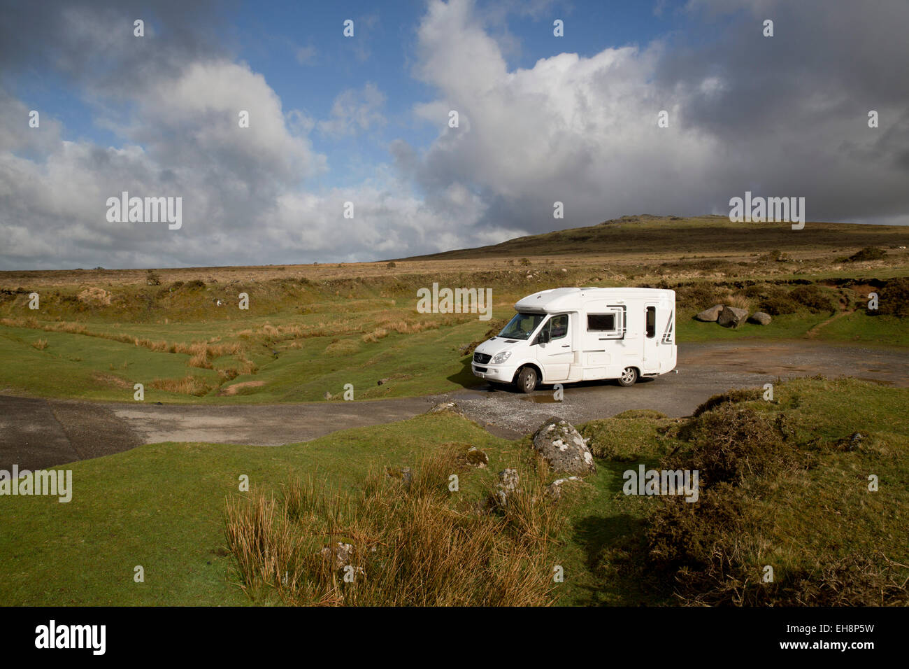 Staple Tors; Camper Van; Dartmoor; Devon; UK Stock Photo