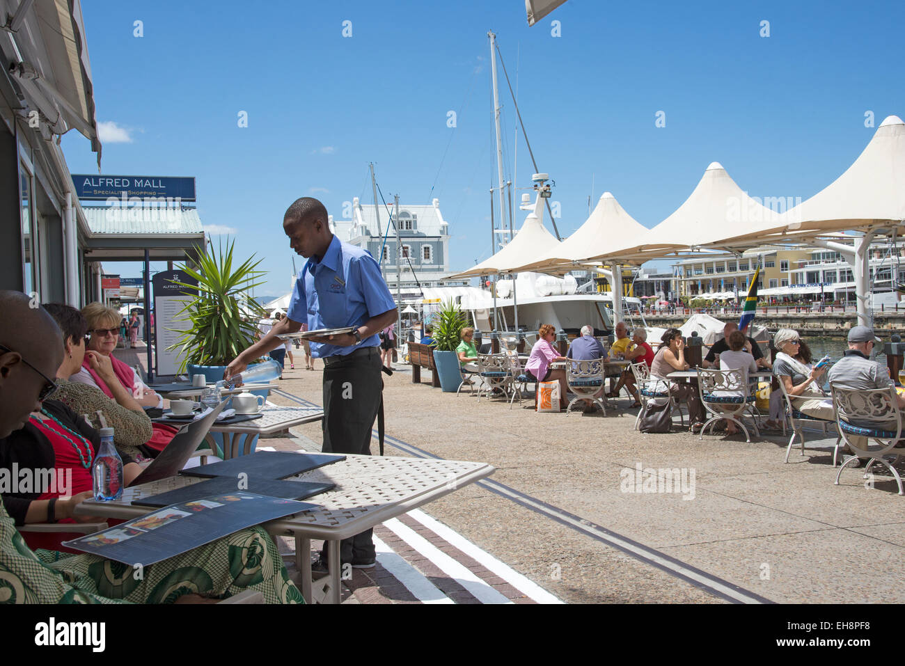 Tourists eating and drinking on the V&A Waterfront Cape Town South Africa Stock Photo Alamy