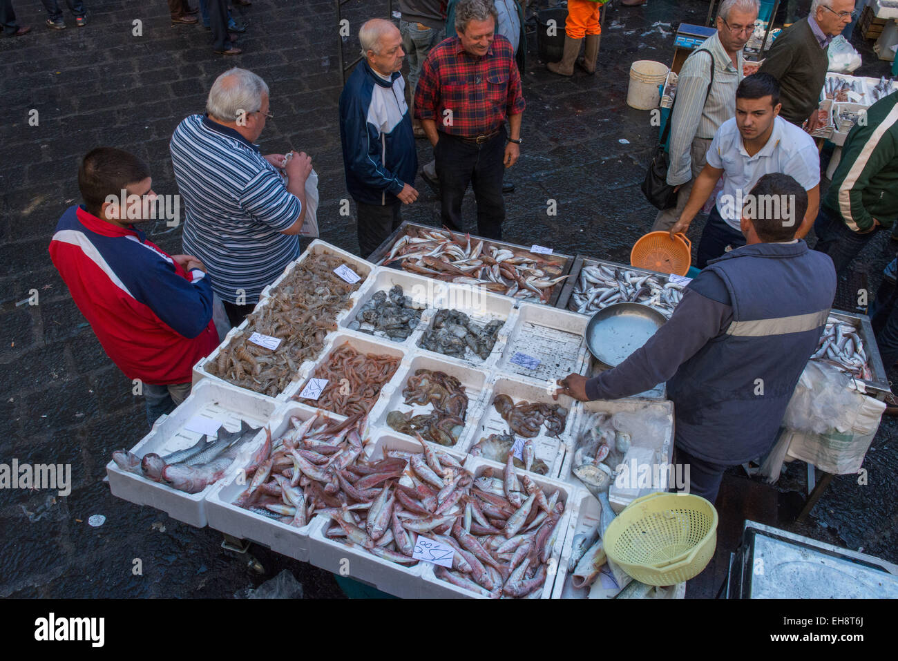 People at Fish Market, Catania Stock Photo Alamy