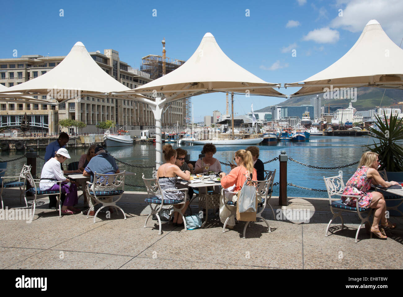 Tourists eating and drinking on the V&A Waterfront Cape Town South Africa Stock Photo Alamy
