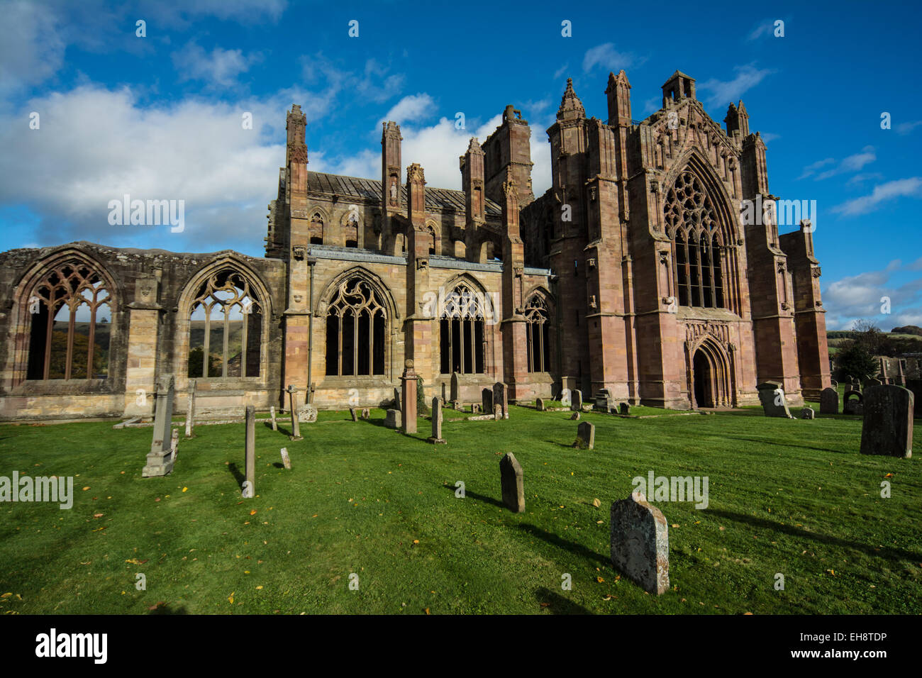 Melrose Abbey in the Scottish Borders Stock Photo