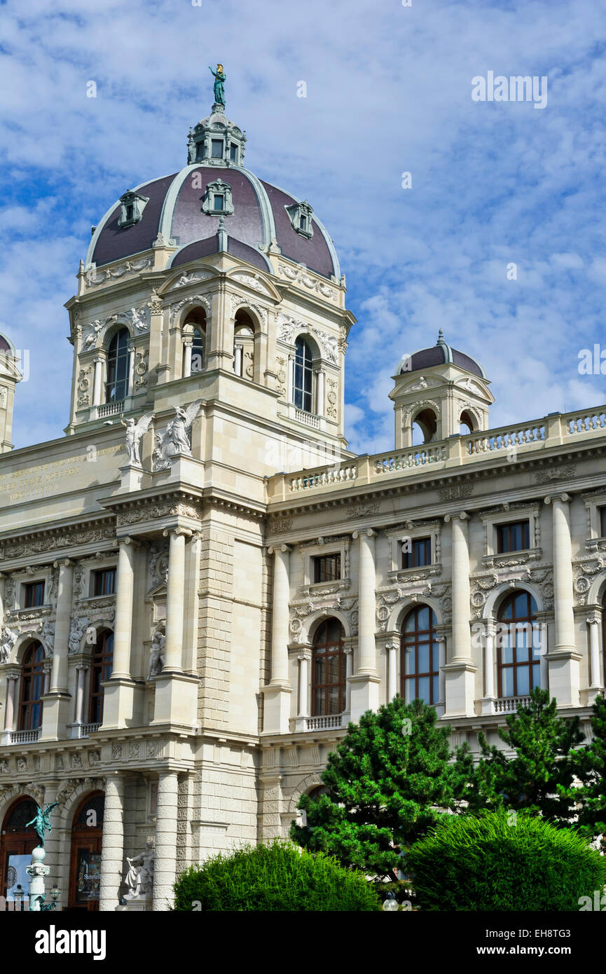 The exterior of the Fine Art History Museum with a water fountain and