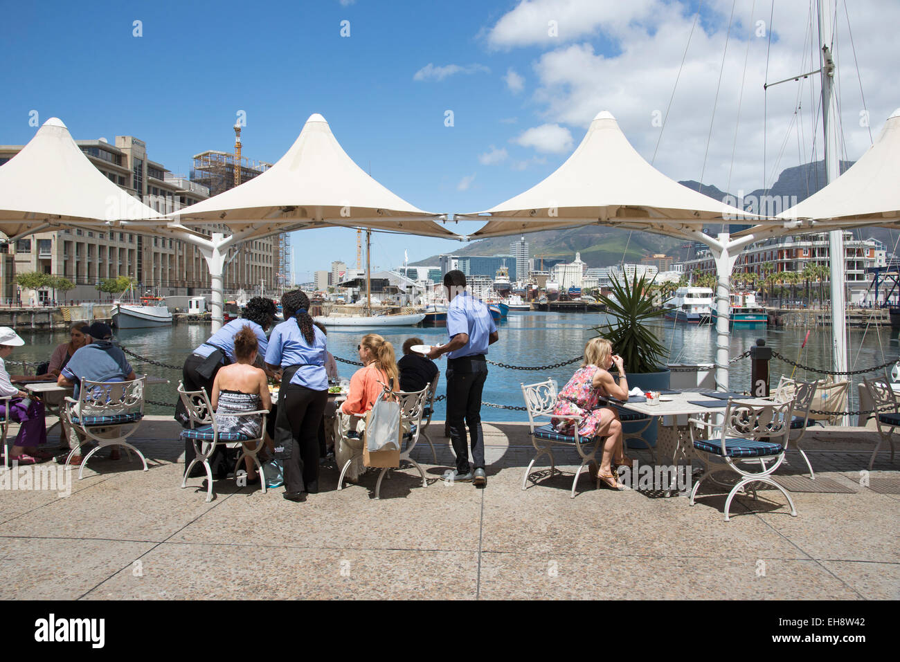Tourists eating and drinking on the V&A Waterfront Cape Town South Africa Stock Photo Alamy