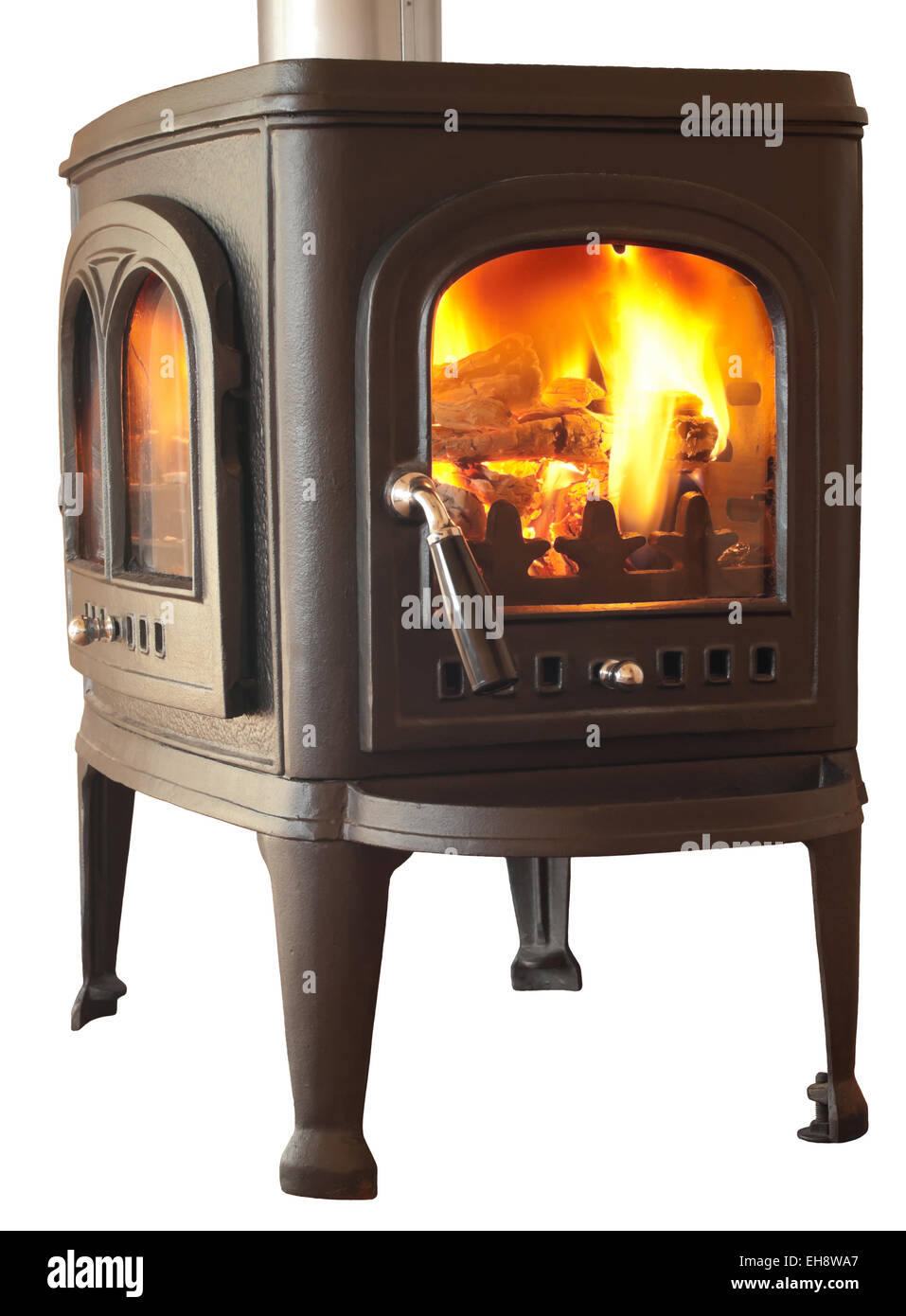 Classical iron stove isolated on white background Stock Photo