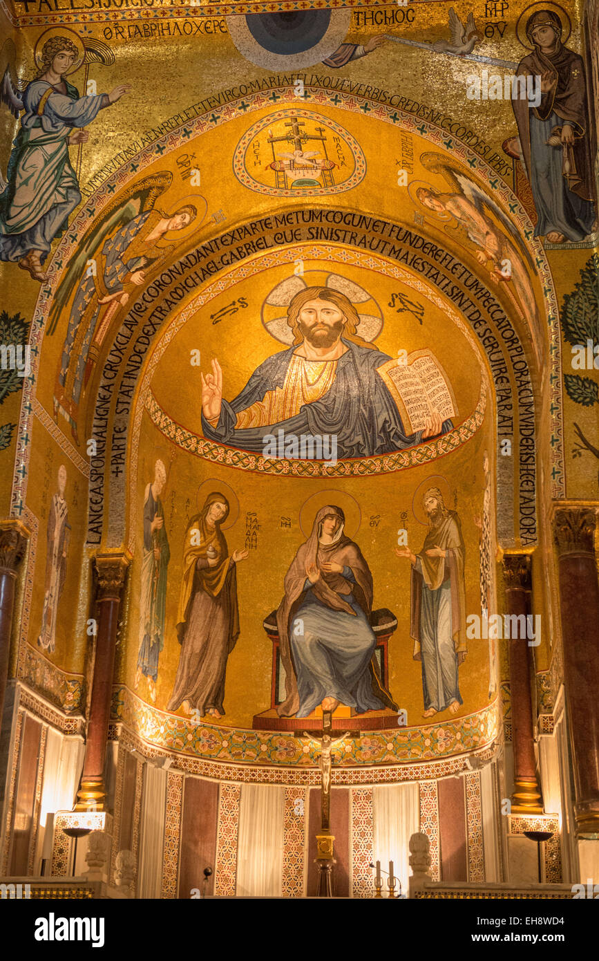 Palermo, Cappella Palatina, Frescoes Gold Stock Photo