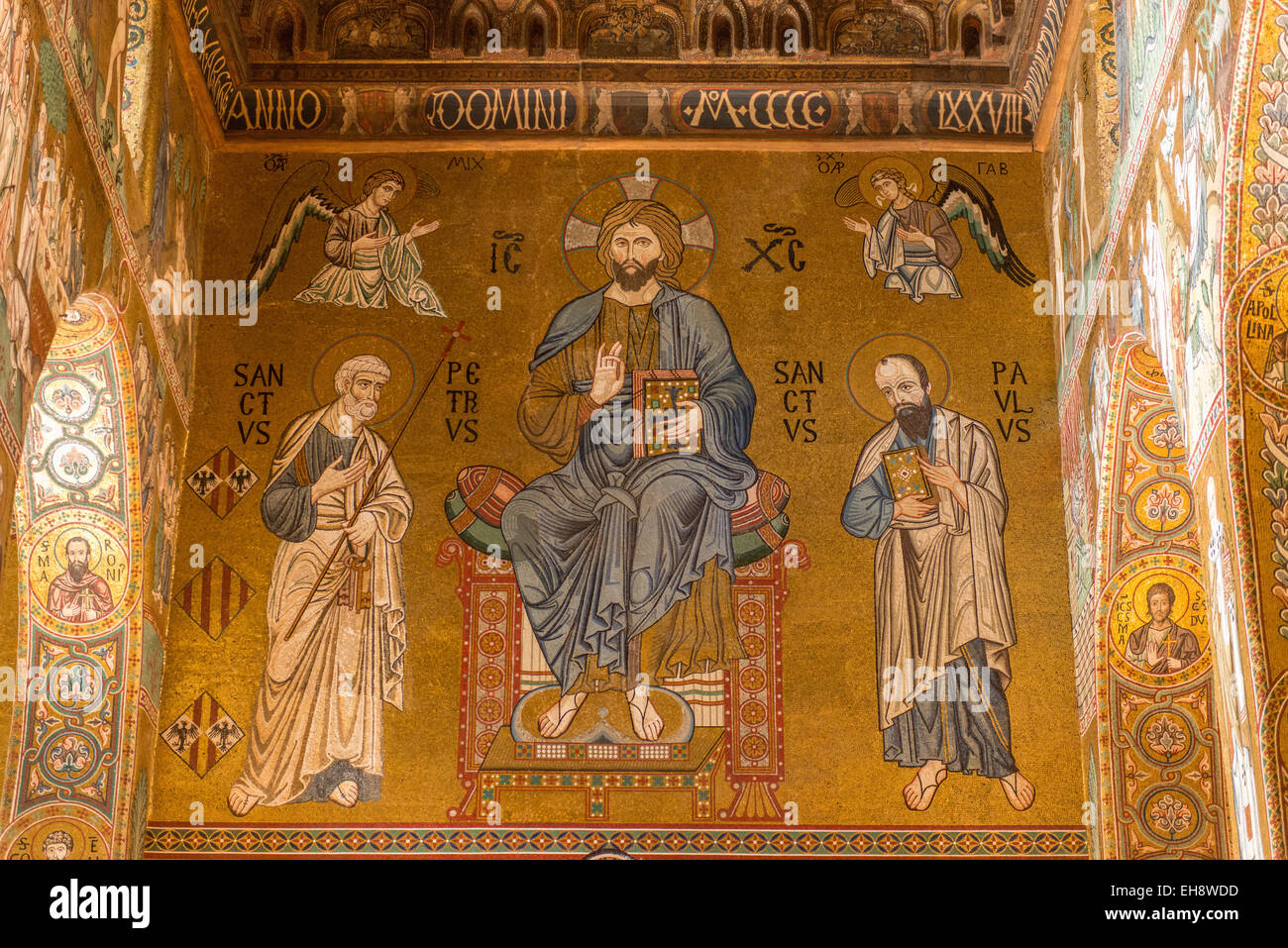 Palermo, Cappella Palatina, Frescoes Gold Stock Photo