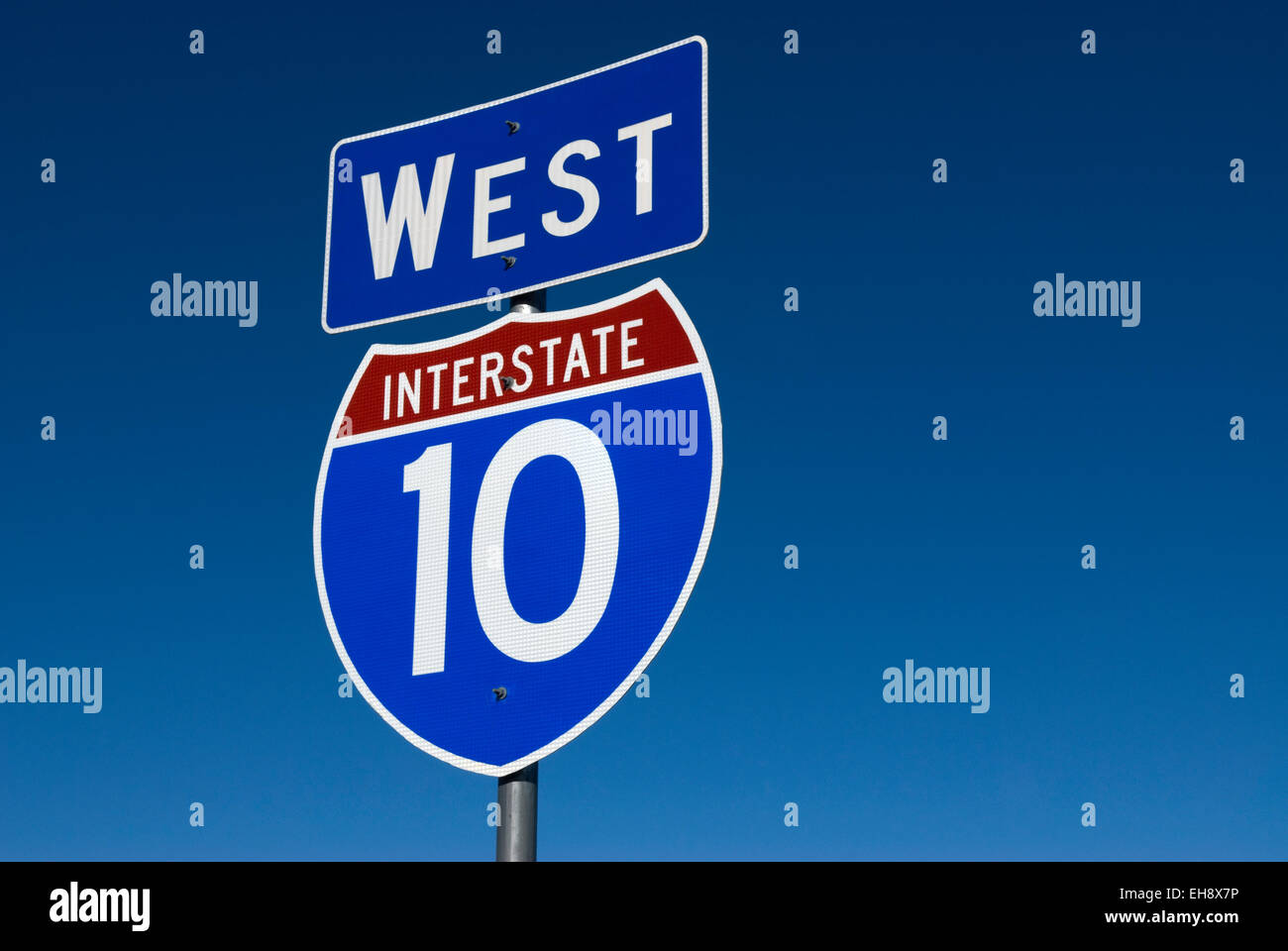 West Interstate 10 Sign USA Stock Photo