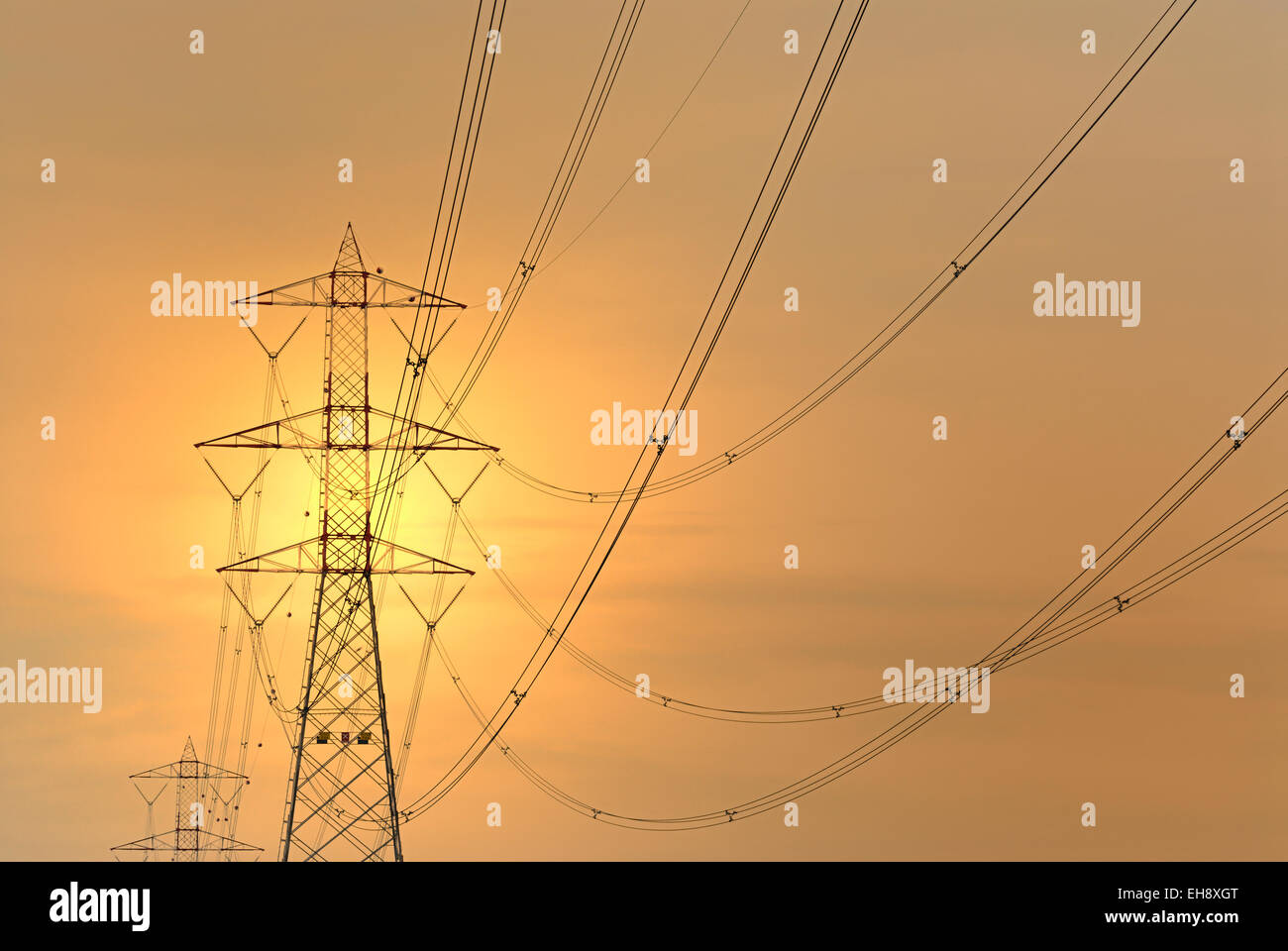 Power Source Line High voltage power supply lines Stock Photo - Alamy