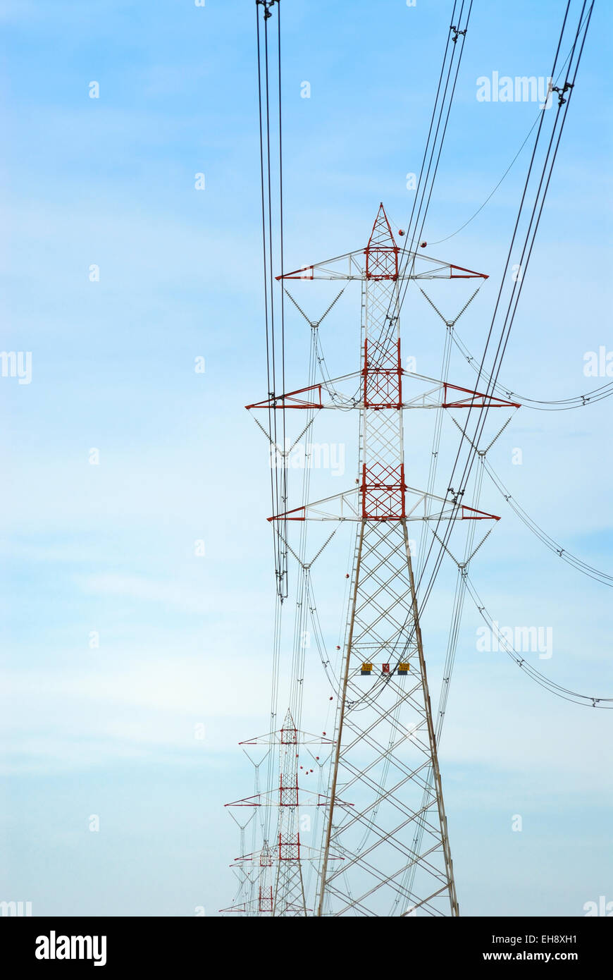 High voltage power supply lines Stock Photo Alamy