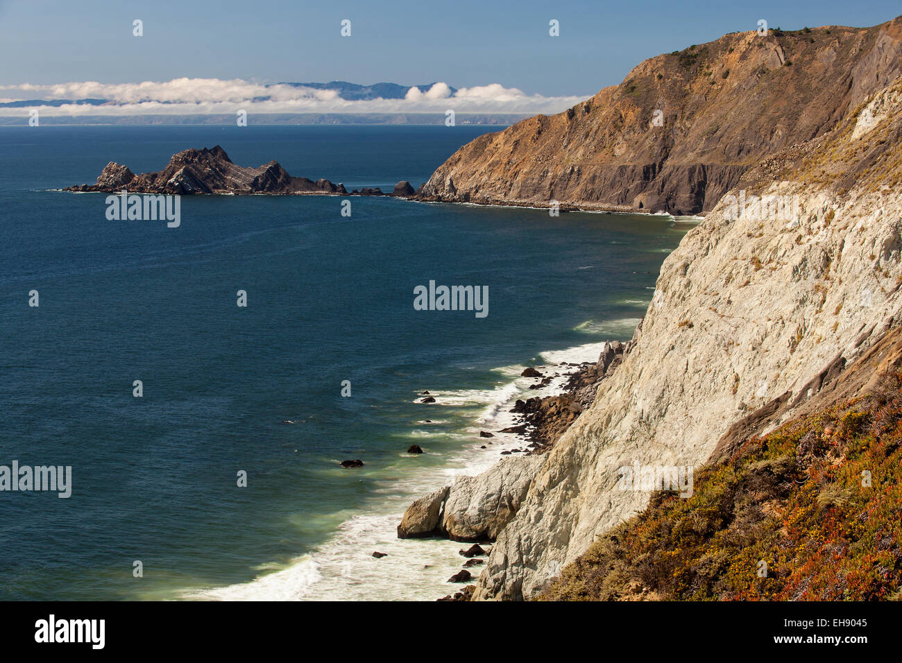 view from Devil's Slide Coastal Trail, near Half Moon Bay, California Stock Photo