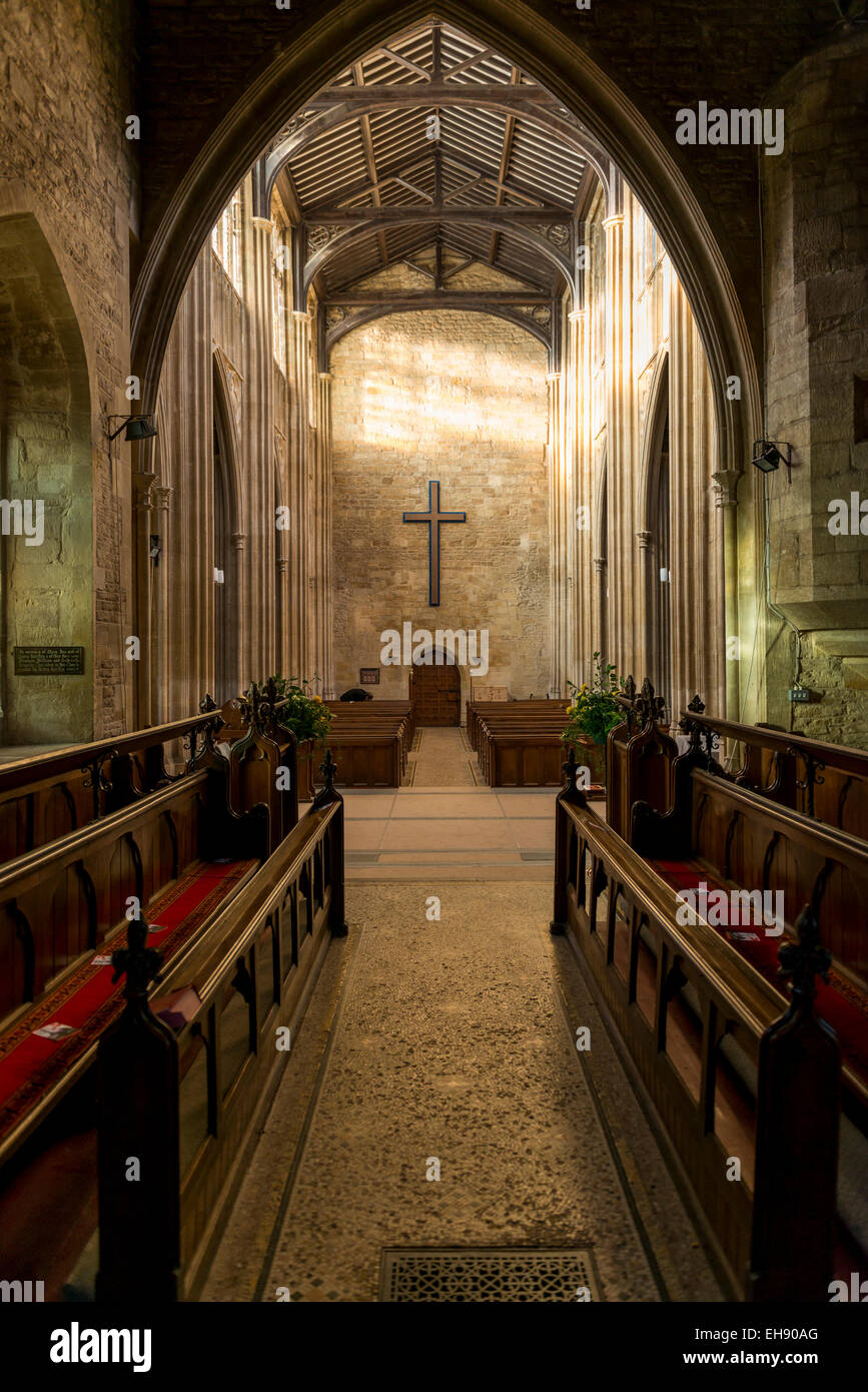 Looking to the nave of St Mary's, an Anglican Church in the Oxfordshire market town of Chipping Norton in the Cotswolds Stock Photo