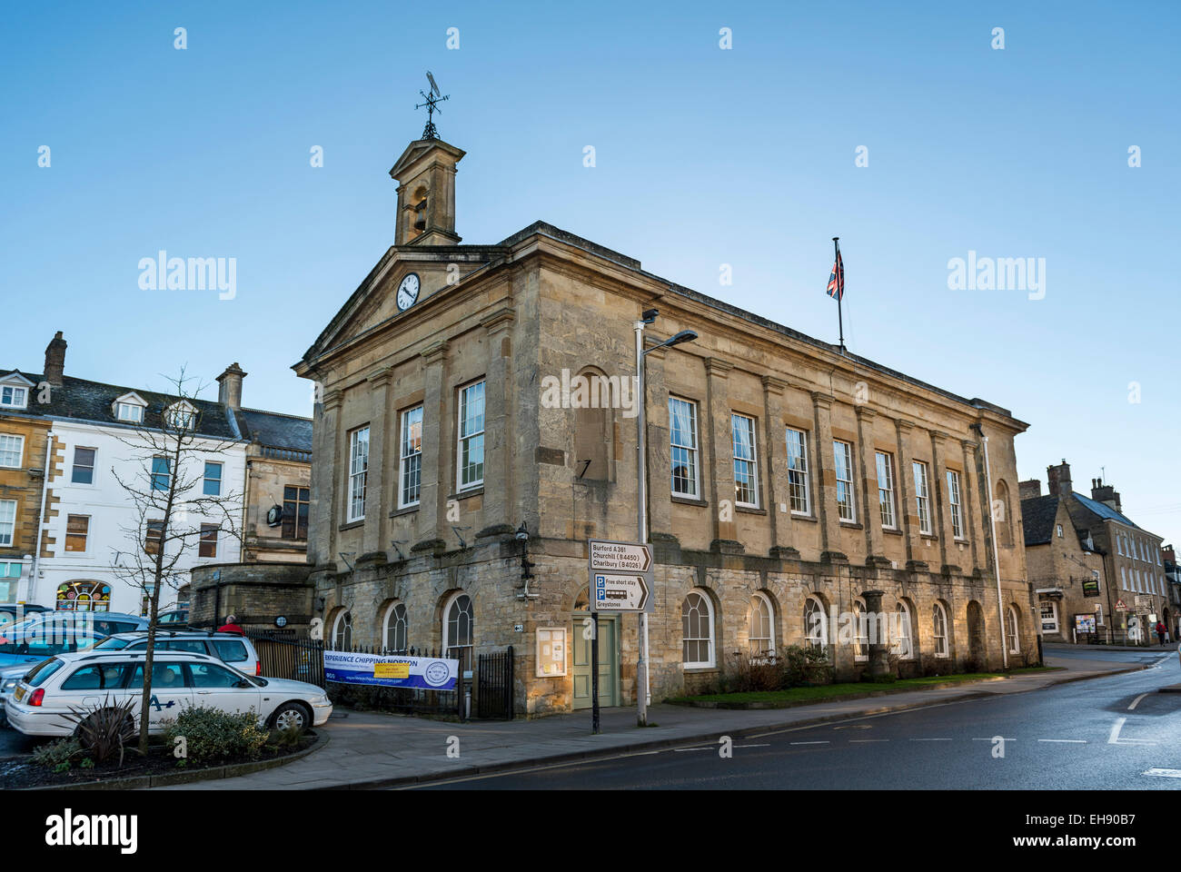 The Town Hall in Chipping Norton, a historic market town in the Cotswolds, Oxfordshire Stock Photo