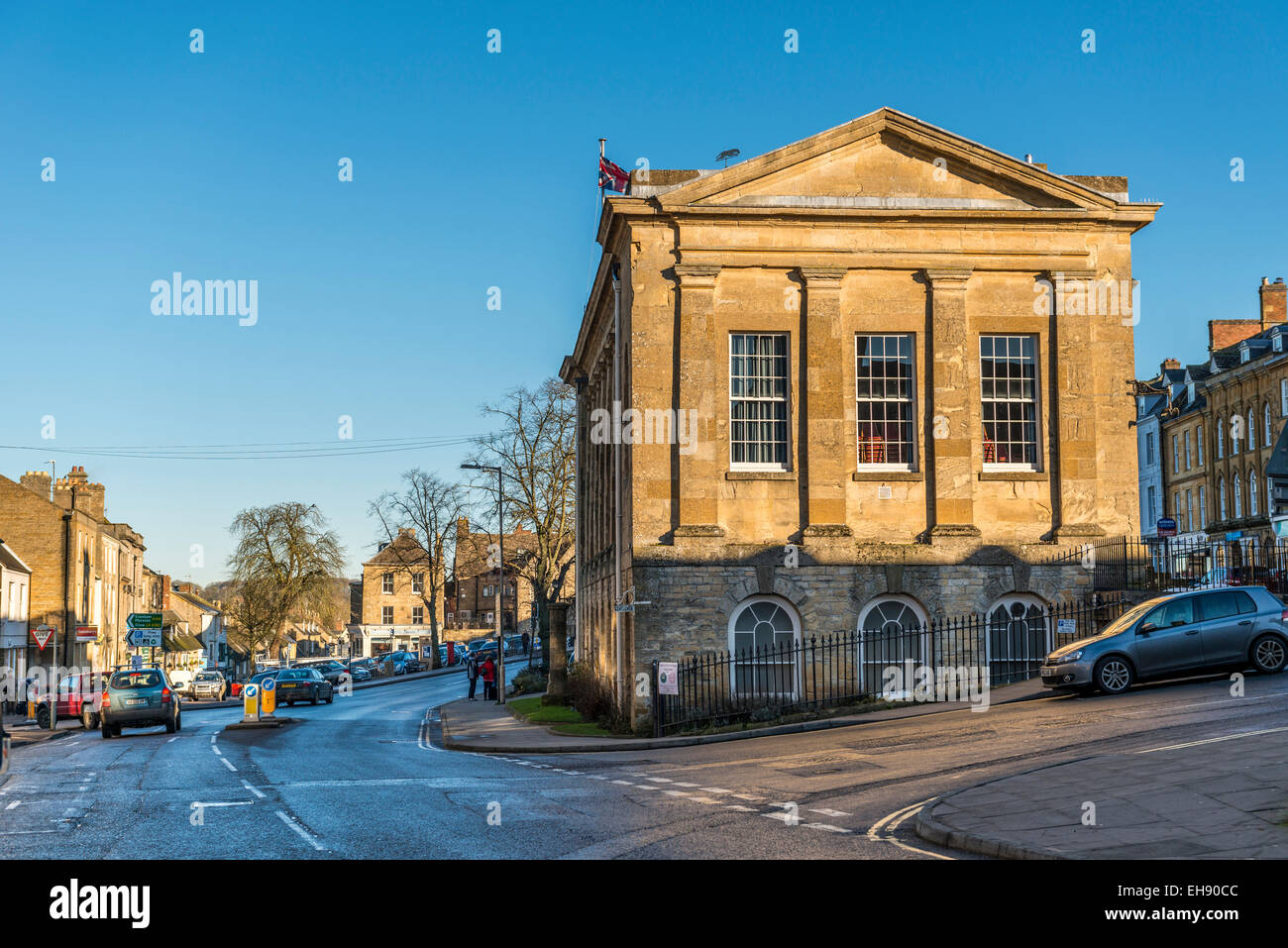 The Town Hall in Chipping Norton, a historic market town in the Cotswolds, Oxfordshire Stock Photo